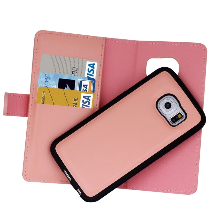 For Galaxy S6 Plain Weave Texture Zipper Horizontal Flip Leather Case with Detachable Back Protective Case & Card Slots & Wallet