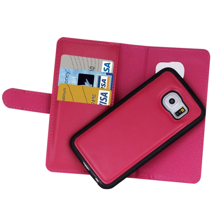 For Galaxy S6 Plain Weave Texture Zipper Horizontal Flip Leather Case with Detachable Back Protective Case & Card Slots & Wallet