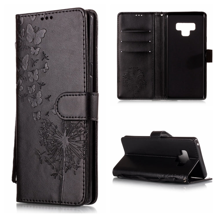 Vintage Embossed Floral Dandelion Pattern Horizontal Flip Leather Case for Galaxy Note 9, with Card Slot & Holder & Wallet & Lanyard