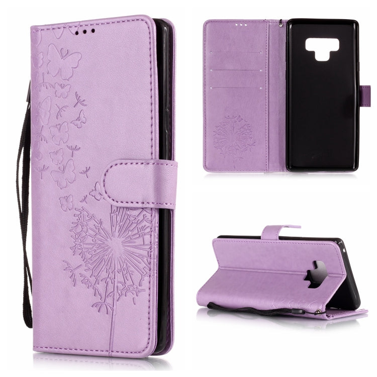 Vintage Embossed Floral Dandelion Pattern Horizontal Flip Leather Case for Galaxy Note 9, with Card Slot & Holder & Wallet & Lanyard