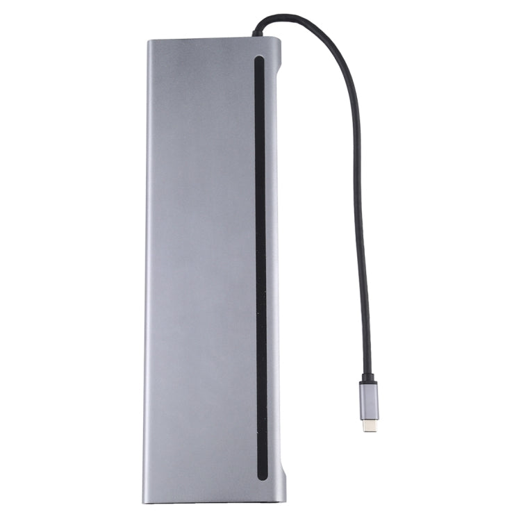 12 in 1 USB3.0 x 3 + HDMI x 2 + USB-C / Type-C Female x 2 + RJ45 + SD/TF + VGA + 3.5mm Audio Port to USB-C / Type-C Male Multi-function Adapter