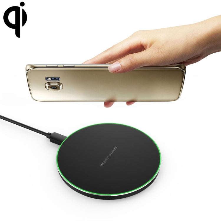 C1 5V 1-1.5A Output Qi Standard Ultra-thin Aluminum Alloy Fast Wireless Charger with LED Light,Support QI Standard Phone, For iPhone X & 8 & 8 Plus, Galaxy S8 & S8 +, Huawei, Xiaomi, LG, Nokia, Google and Other Smart Phones