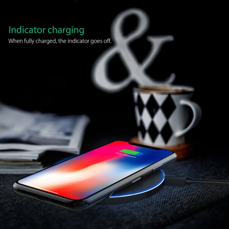 C1 5V 1-1.5A Output Qi Standard Ultra-thin Aluminum Alloy Fast Wireless Charger with LED Light,Support QI Standard Phone, For iPhone X & 8 & 8 Plus, Galaxy S8 & S8 +, Huawei, Xiaomi, LG, Nokia, Google and Other Smart Phones