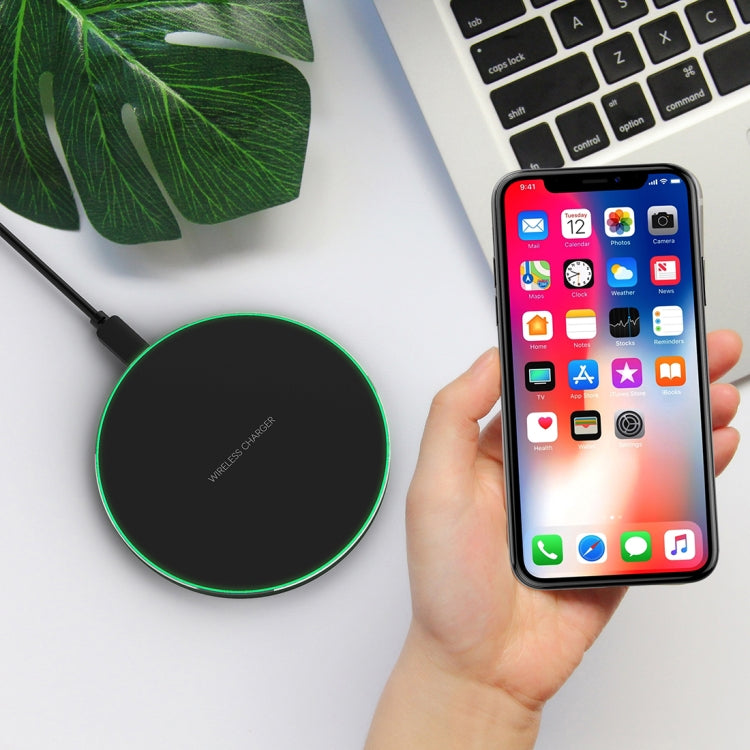 C1 5V 1-1.5A Output Qi Standard Ultra-thin Aluminum Alloy Fast Wireless Charger with LED Light,Support QI Standard Phone, For iPhone X & 8 & 8 Plus, Galaxy S8 & S8 +, Huawei, Xiaomi, LG, Nokia, Google and Other Smart Phones