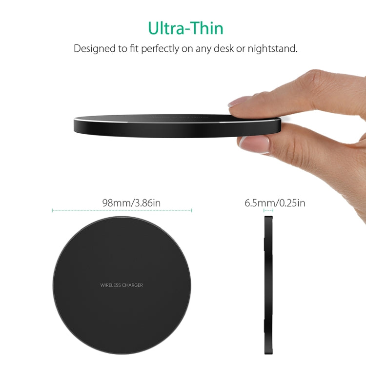 C1 5V 1-1.5A Output Qi Standard Ultra-thin Aluminum Alloy Fast Wireless Charger with LED Light,Support QI Standard Phone, For iPhone X & 8 & 8 Plus, Galaxy S8 & S8 +, Huawei, Xiaomi, LG, Nokia, Google and Other Smart Phones