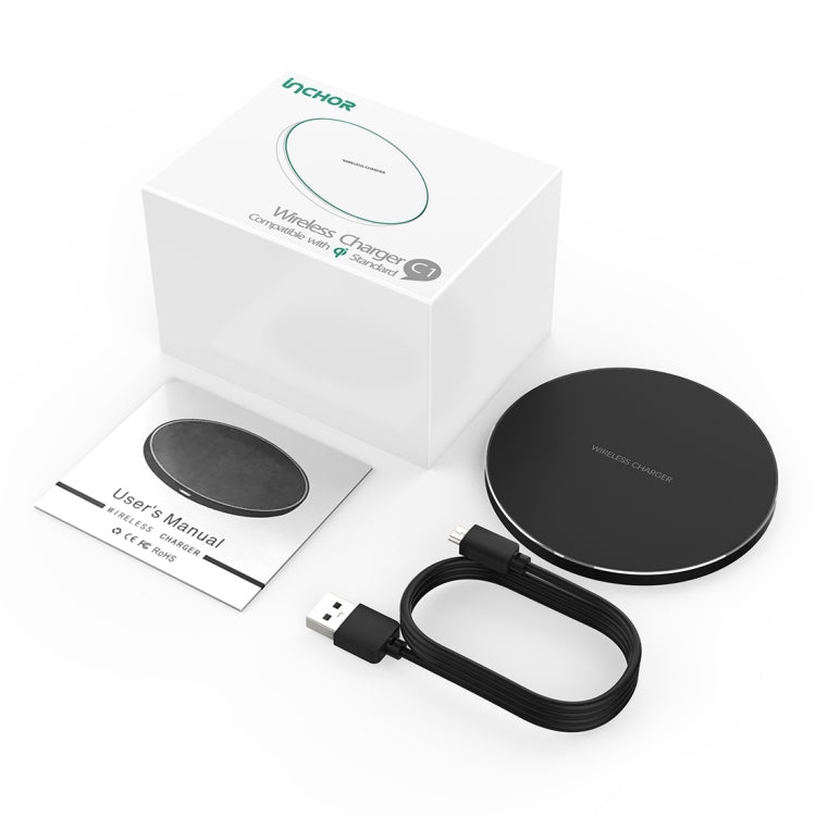 C1 5V 1-1.5A Output Qi Standard Ultra-thin Aluminum Alloy Fast Wireless Charger with LED Light,Support QI Standard Phone, For iPhone X & 8 & 8 Plus, Galaxy S8 & S8 +, Huawei, Xiaomi, LG, Nokia, Google and Other Smart Phones