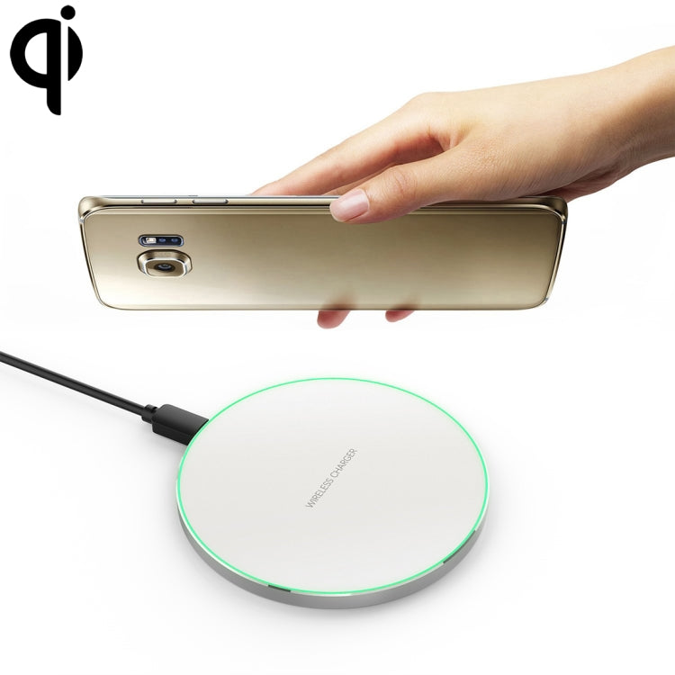 C1 5V 1-1.5A Output Qi Standard Ultra-thin Aluminum Alloy Fast Wireless Charger with LED Light,Support QI Standard Phone, For iPhone X & 8 & 8 Plus, Galaxy S8 & S8 +, Huawei, Xiaomi, LG, Nokia, Google and Other Smart Phones