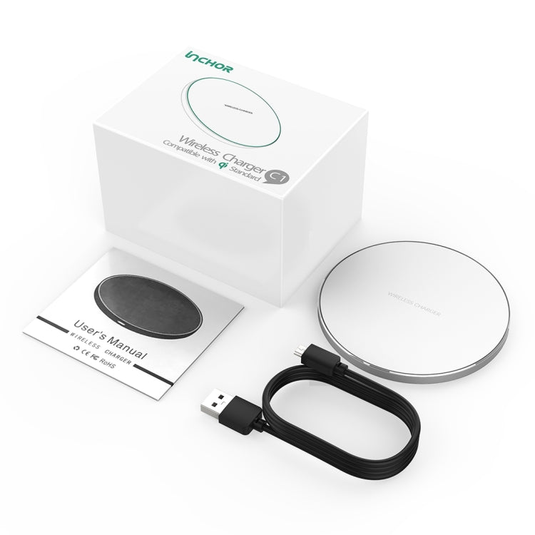 C1 5V 1-1.5A Output Qi Standard Ultra-thin Aluminum Alloy Fast Wireless Charger with LED Light,Support QI Standard Phone, For iPhone X & 8 & 8 Plus, Galaxy S8 & S8 +, Huawei, Xiaomi, LG, Nokia, Google and Other Smart Phones
