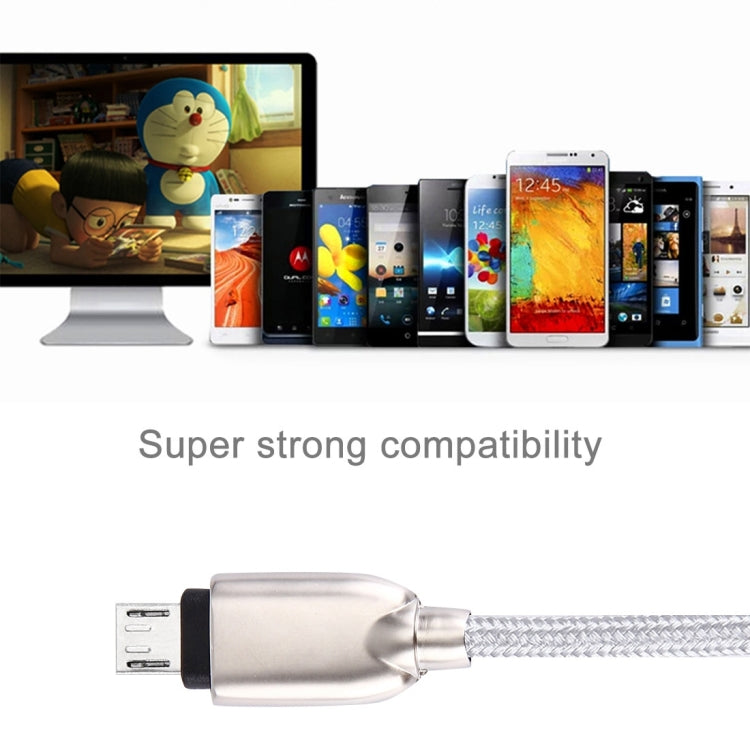 1M Woven Style Metal Head 108 Copper Cores Micro USB to USB Data Sync Charging Cable