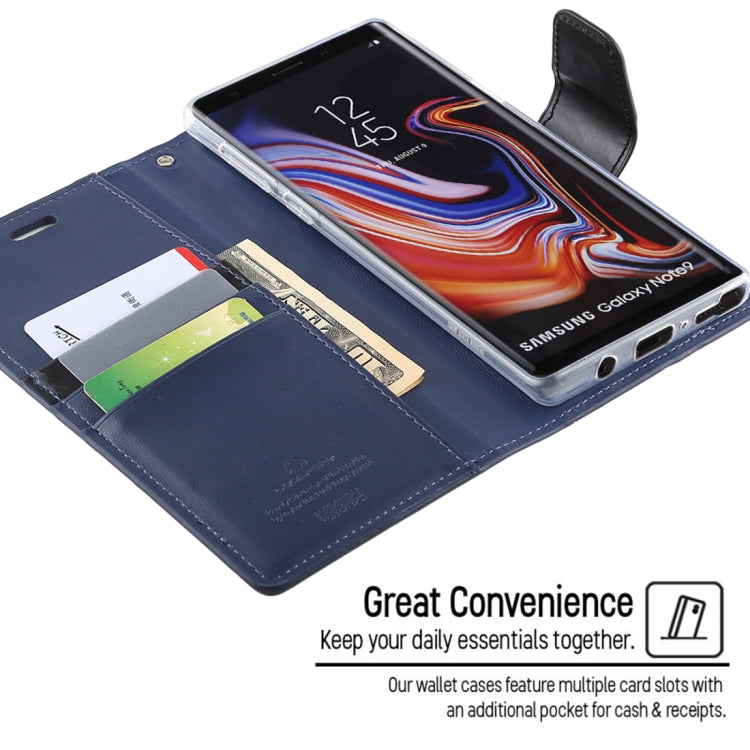 GOOSPERY SONATA DIARY Horizontal Flip Leather Case for Galaxy Note9, with Holder & Card Slots & Wallet