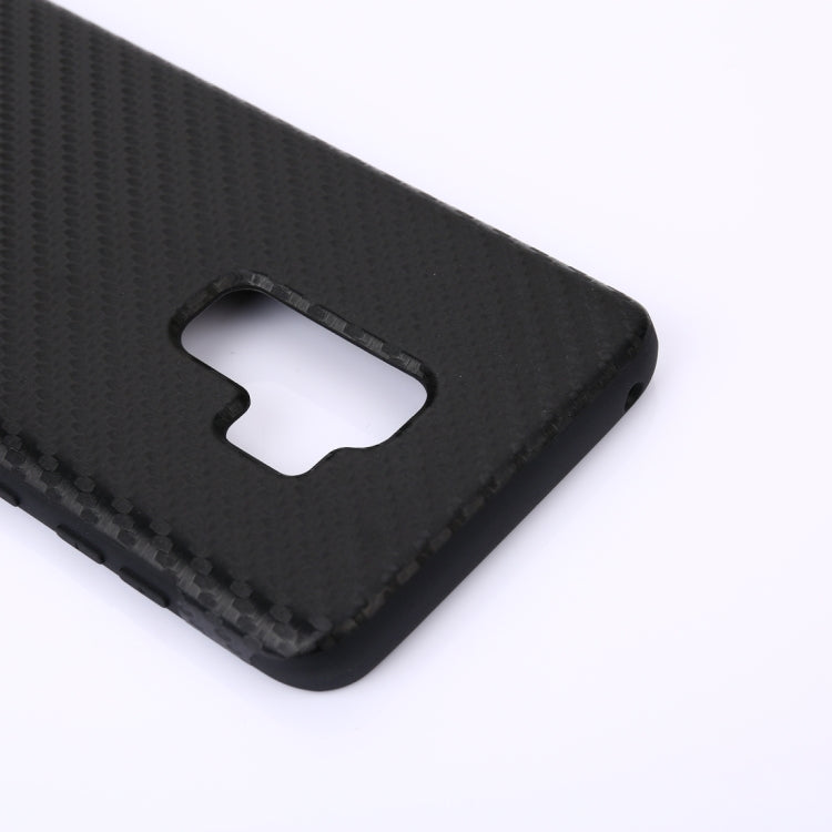 For Galaxy S9+ Carbon Fiber Texture PU Anti-slip Soft Protective Back Cover Case