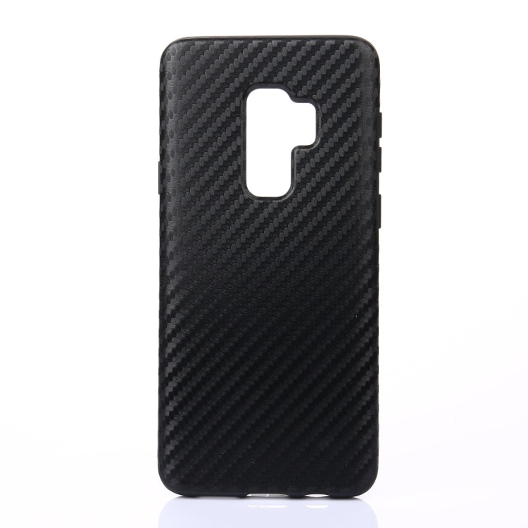 For Galaxy S9+ Carbon Fiber Texture PU Anti-slip Soft Protective Back Cover Case