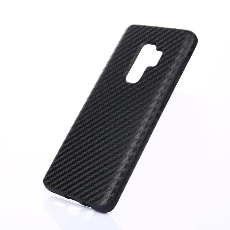 For Galaxy S9+ Carbon Fiber Texture PU Anti-slip Soft Protective Back Cover Case