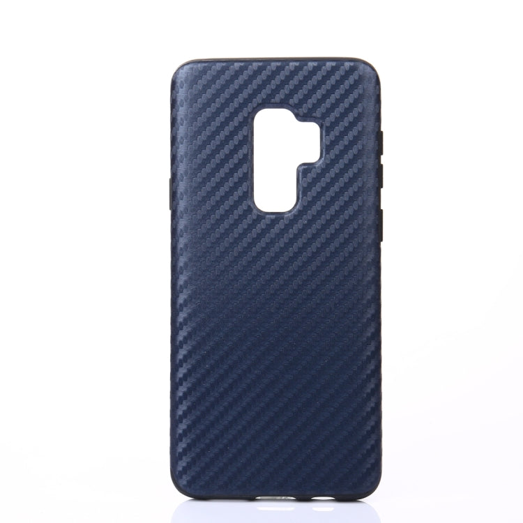 For Galaxy S9+ Carbon Fiber Texture PU Anti-slip Soft Protective Back Cover Case