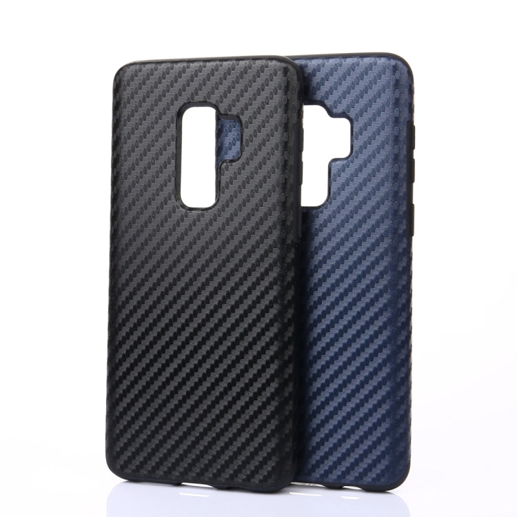 For Galaxy S9+ Carbon Fiber Texture PU Anti-slip Soft Protective Back Cover Case