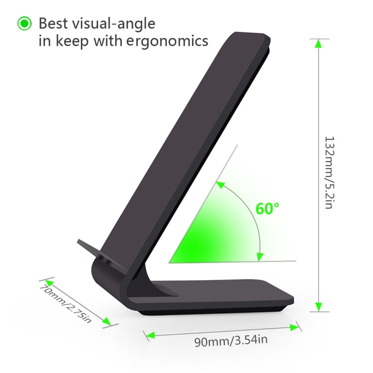 YoLike A8 10W QI Wireless Standard Stand Plastic Charger, For iPhone 8 / 8 Plus / X &  Galaxy S8 / S8 + / S7 Edge / S7 / S6 / S6 edge / S6 edge + / Note 5(Black)