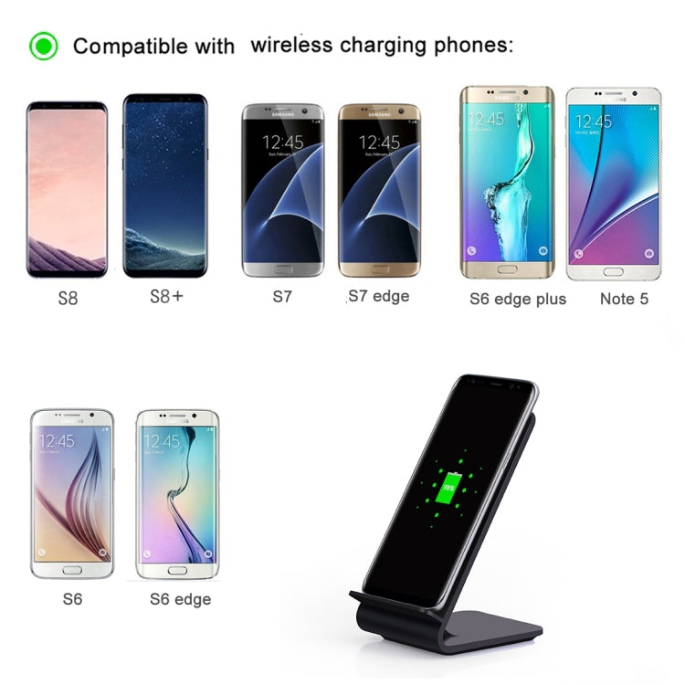 YoLike A8 10W QI Wireless Standard Stand Plastic Charger, For iPhone 8 / 8 Plus / X &  Galaxy S8 / S8 + / S7 Edge / S7 / S6 / S6 edge / S6 edge + / Note 5(Black)