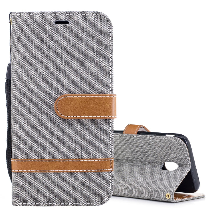 For Galaxy J3 (2017) / J330 ( EU Version) Denim Texture Leather Case with Holder & Card Slots & Wallet & Lanyard
