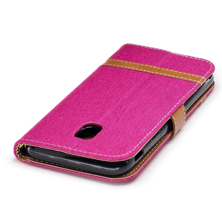 For Galaxy J3 (2017) / J330 ( EU Version) Denim Texture Leather Case with Holder & Card Slots & Wallet & Lanyard