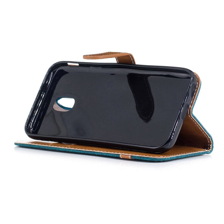 For Galaxy J5 (2017) / J530 ( EU Version) Denim Texture Leather Case with Holder & Card Slots & Wallet & Lanyard