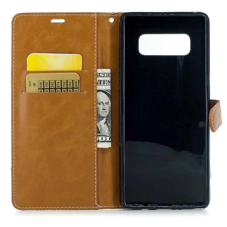 For Galaxy Note 8 Denim Texture Leather Case with Holder & Card Slots & Wallet & Lanyard