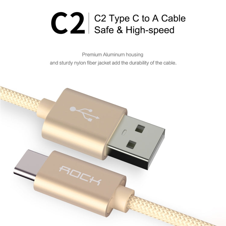 ROCK 25cm Metal Weave Style USB to USB-C / Type-C Data Sync Charging Cable for Samsung Galaxy S8 & S8 + / LG G6 / Huawei P10 & P10 Plus / Oneplus 5 and other Smartphones