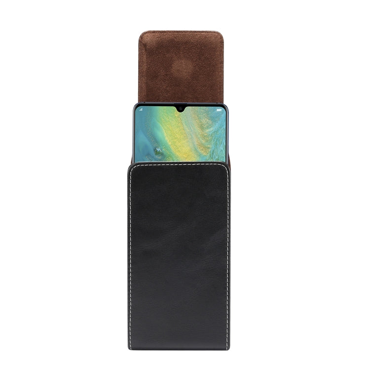Men Lambskin Texture Multi-functional Universal Mobile Phone Waist Pack Leather Case for 6.3 Inch or Below Smartphones (Black)
