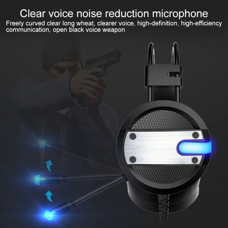 A10 Over-Ear Stereo Wired Gaming Earphone Computer Headphones with Mic(Black Blue)