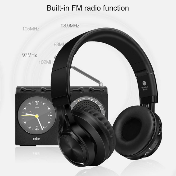 BT-06 Over-Ear Wireless Headphones Adjustable Foldable Bluetooth Headset with Mic