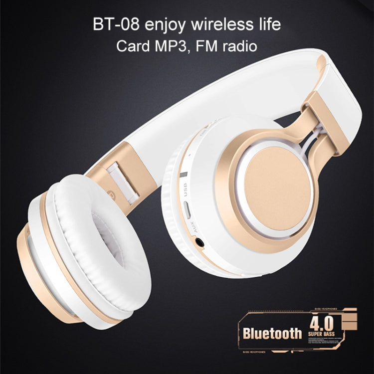 BT-08 Over-Ear Wireless Headphones Adjustable Foldable Bluetooth Headset with Mic