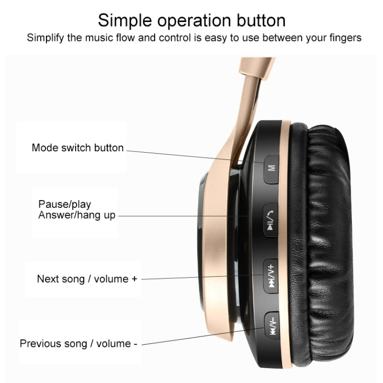 BT-08 Over-Ear Wireless Headphones Adjustable Foldable Bluetooth Headset with Mic