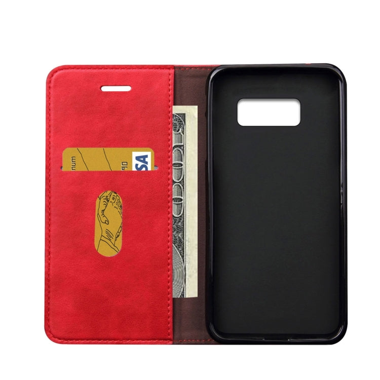 For Galaxy S8 Retro Crazy Horse Texture Casual Style with Absorption Horizontal Flip Leather Case with Holder & Card Slots & Wallet(Red)