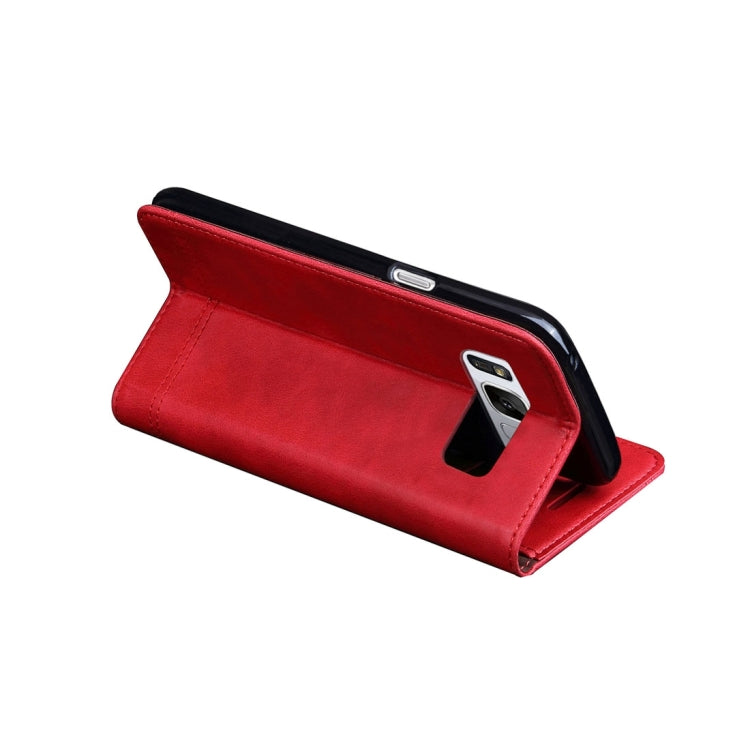For Galaxy S8 Retro Crazy Horse Texture Casual Style with Absorption Horizontal Flip Leather Case with Holder & Card Slots & Wallet(Red)