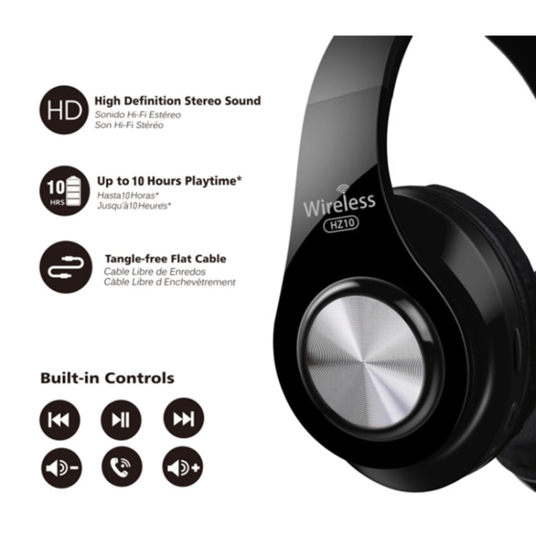 HZ10 Wireless Over-Ear Bluetooth Headphone Foldable Headset Adjustable Earphone With Mic