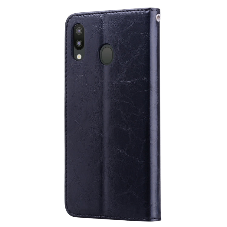 Business Style Oil Wax Texture Horizontal Flip Leather Case for Galaxy M20, with Holder & Card Slots & Wallet