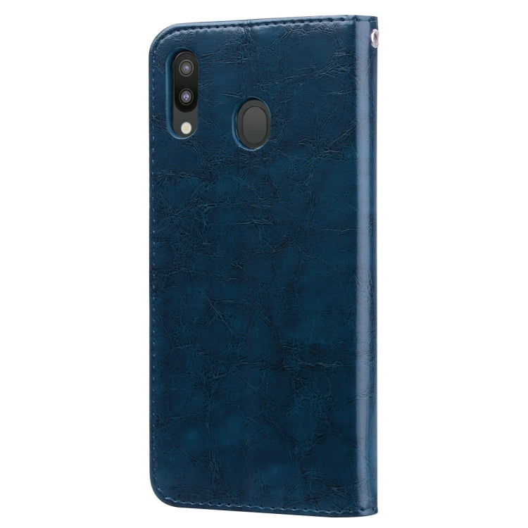 Business Style Oil Wax Texture Horizontal Flip Leather Case for Galaxy M20, with Holder & Card Slots & Wallet