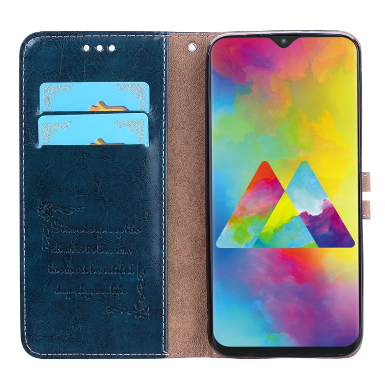 Business Style Oil Wax Texture Horizontal Flip Leather Case for Galaxy M20, with Holder & Card Slots & Wallet