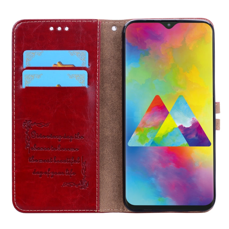 Business Style Oil Wax Texture Horizontal Flip Leather Case for Galaxy M20, with Holder & Card Slots & Wallet