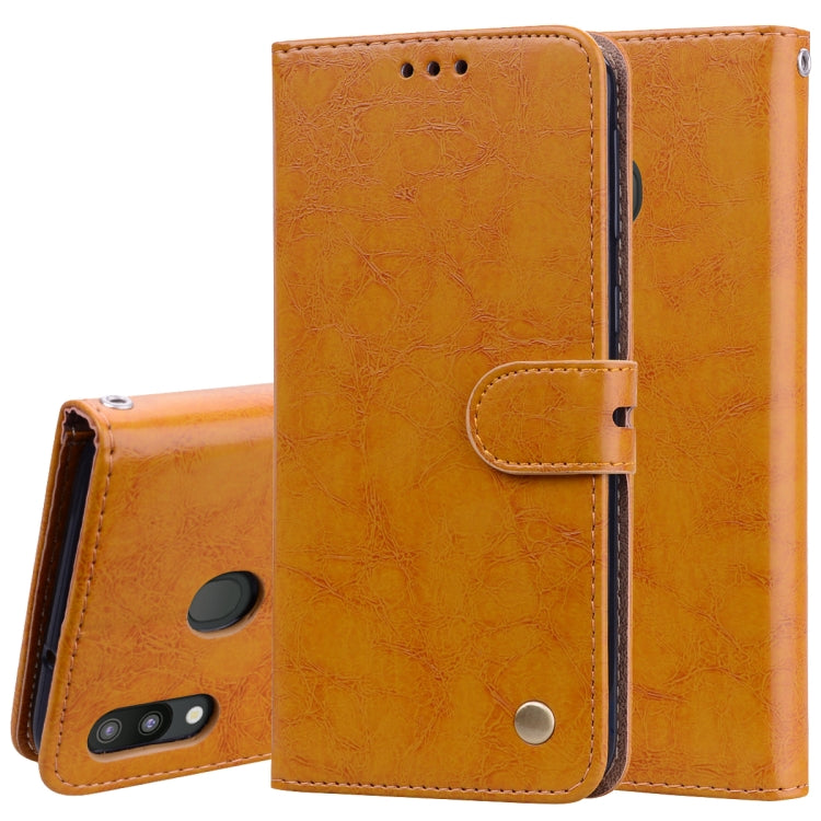 Business Style Oil Wax Texture Horizontal Flip Leather Case for Galaxy M20, with Holder & Card Slots & Wallet
