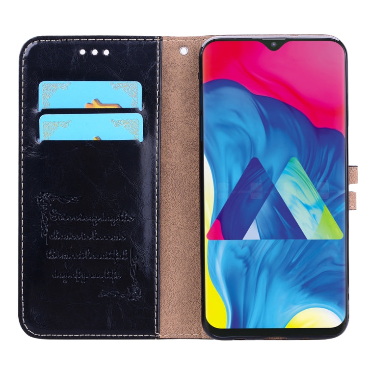 Business Style Oil Wax Texture Horizontal Flip Leather Case for Galaxy M10, with Holder & Card Slots & Wallet