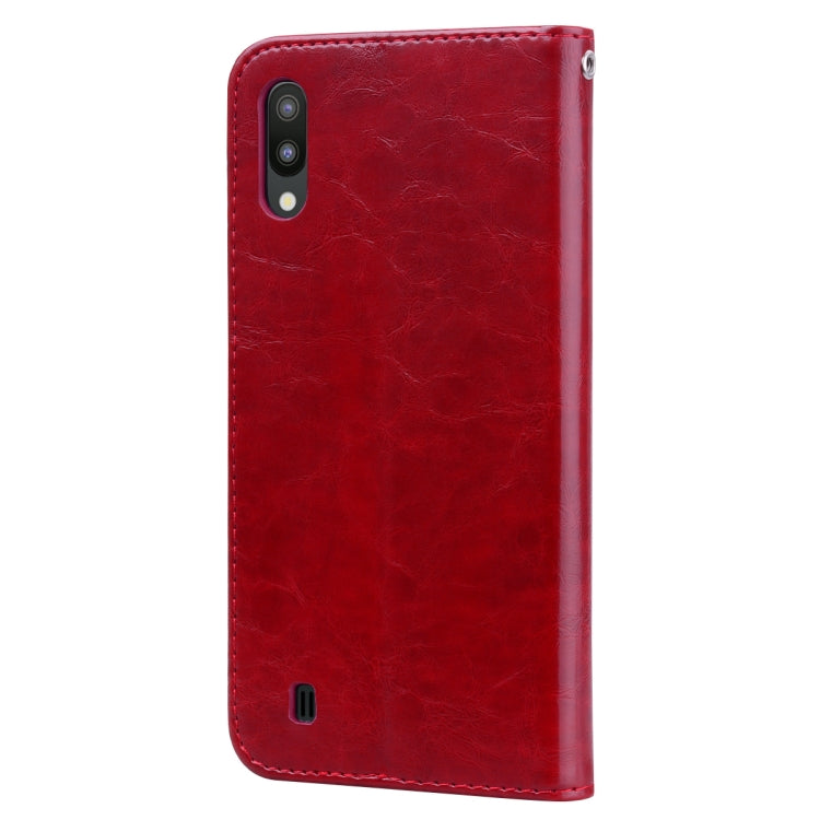 Business Style Oil Wax Texture Horizontal Flip Leather Case for Galaxy M10, with Holder & Card Slots & Wallet