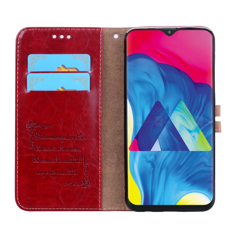 Business Style Oil Wax Texture Horizontal Flip Leather Case for Galaxy M10, with Holder & Card Slots & Wallet