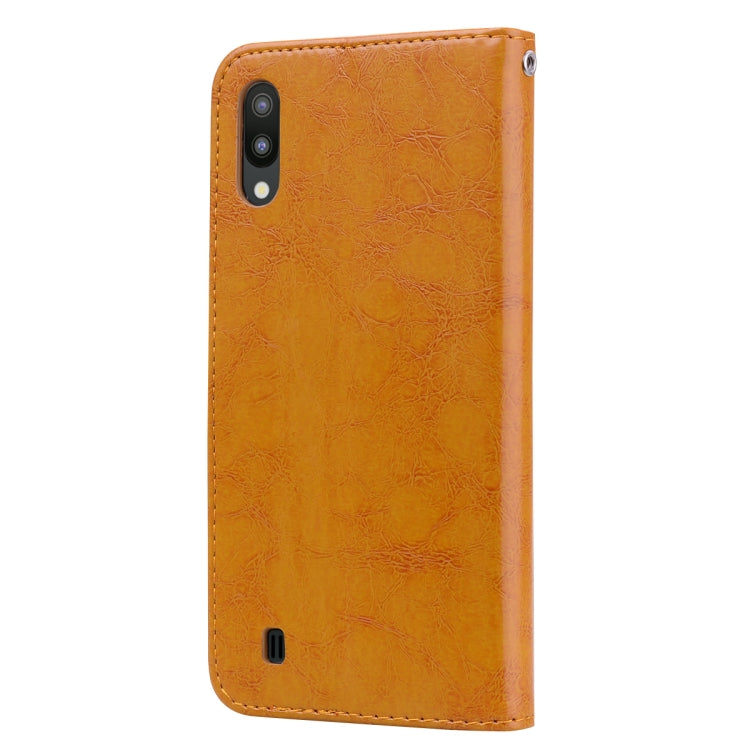 Business Style Oil Wax Texture Horizontal Flip Leather Case for Galaxy M10, with Holder & Card Slots & Wallet