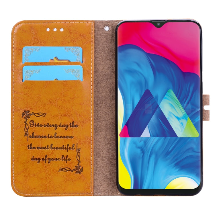 Business Style Oil Wax Texture Horizontal Flip Leather Case for Galaxy M10, with Holder & Card Slots & Wallet