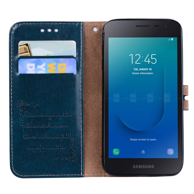 Business Style Oil Wax Texture Horizontal Flip Leather Case for Galaxy J2 Core, with Holder & Card Slots & Wallet