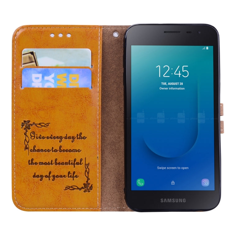 Business Style Oil Wax Texture Horizontal Flip Leather Case for Galaxy J2 Core, with Holder & Card Slots & Wallet