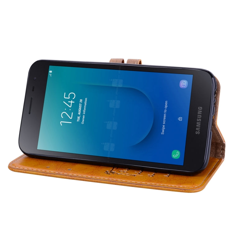 Business Style Oil Wax Texture Horizontal Flip Leather Case for Galaxy J2 Core, with Holder & Card Slots & Wallet