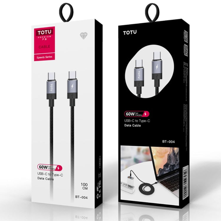 TOTU BT-004 Speedy Sereis 60W Max USB-C / Type-C to USB-C / Type-C Fast Charging Data Sync Cable, Length: 1m (Grey)