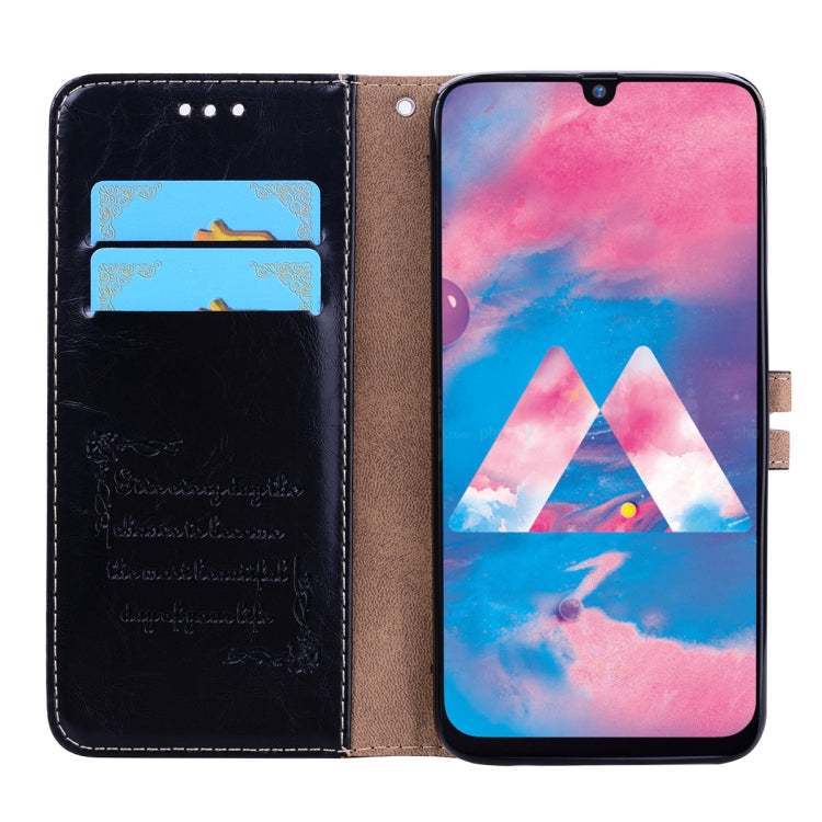 Business Style Oil Wax Texture Horizontal Flip Leather Case for Galaxy M30, with Holder & Card Slots & Wallet