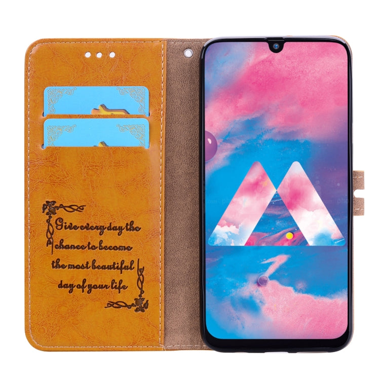 Business Style Oil Wax Texture Horizontal Flip Leather Case for Galaxy M30, with Holder & Card Slots & Wallet